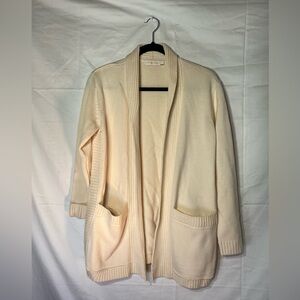 Tory Burch 100% Merino Wool Cream Open Cardigan
